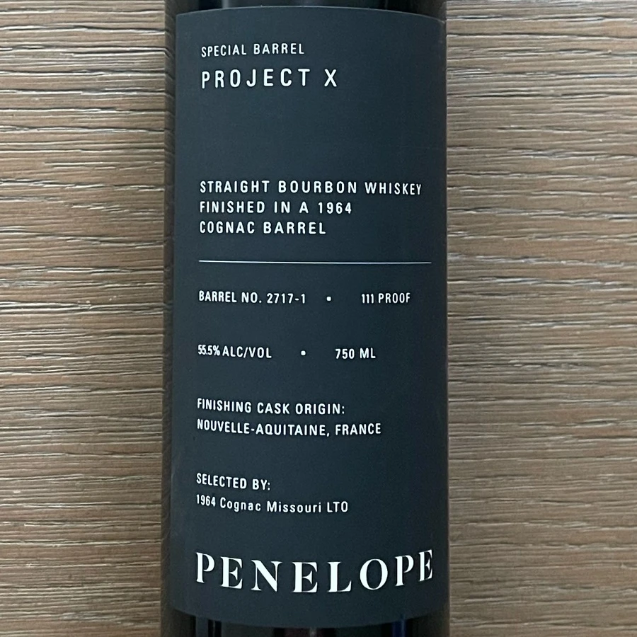 Penelope Project X Straight Bourbon Whiskey Finished In A 1964 Cognac Barrel