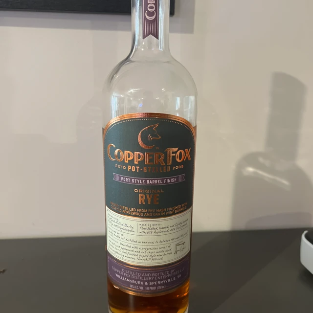 Copper Fox Rye Port Style Barrel Finish