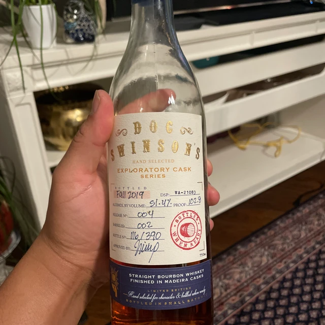 Doc Sinson's straight bourbon whiskey finished in Madeira Casks