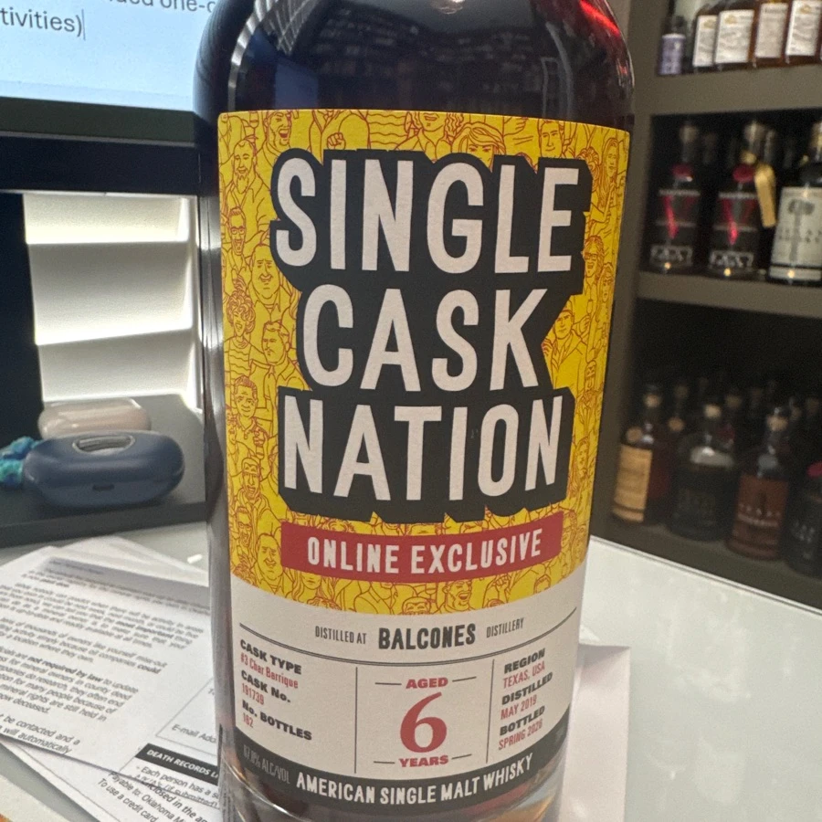 Single Cask Nation Balcones American Single Malt Whisky #3 Char Barrique Cask No 191738 Aged 6 years Spring 2026