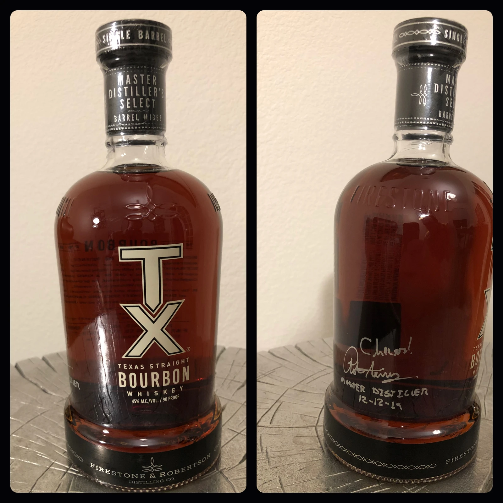 TX Straight Bourbon Whiskey Single Barrel Master Distiller's Select Barrel #1353