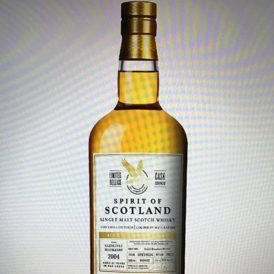 Spirit of Scotland Glenlivet 21 Year Single Malt Scotch Whisky 2004 Single Cask