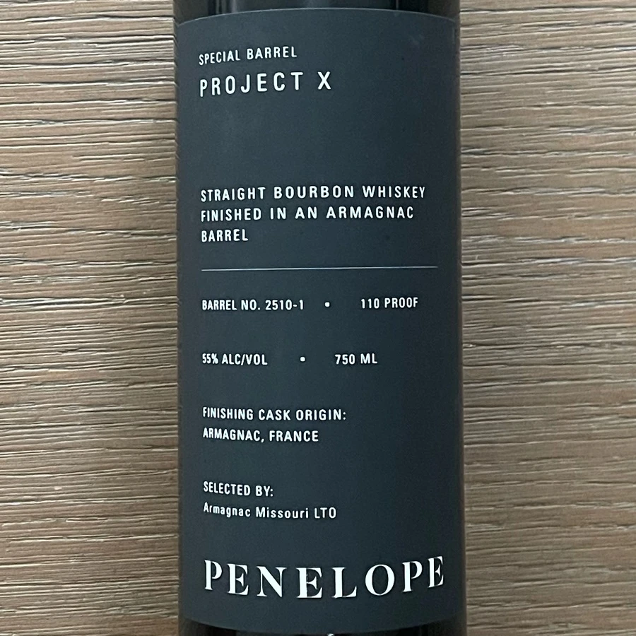 Penelope Project X Straight Bourbon Whiskey Finished In An Armagnac Barrel - Armagnac Missouri LTD